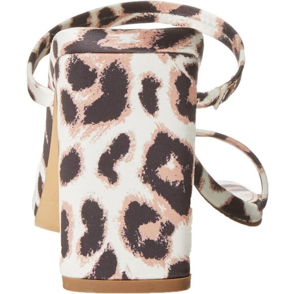 Women's Avery Square Toe Two Strap High Heeled Leopard Sandal - Picture 4 of 7